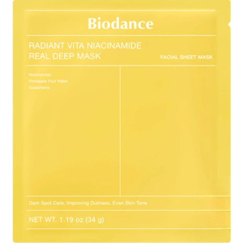Гідрогелева маска Biodance Radiant Vita Niacinamide Real Deep Mask з ніацинамідом та ананасовою водою, 1 шт